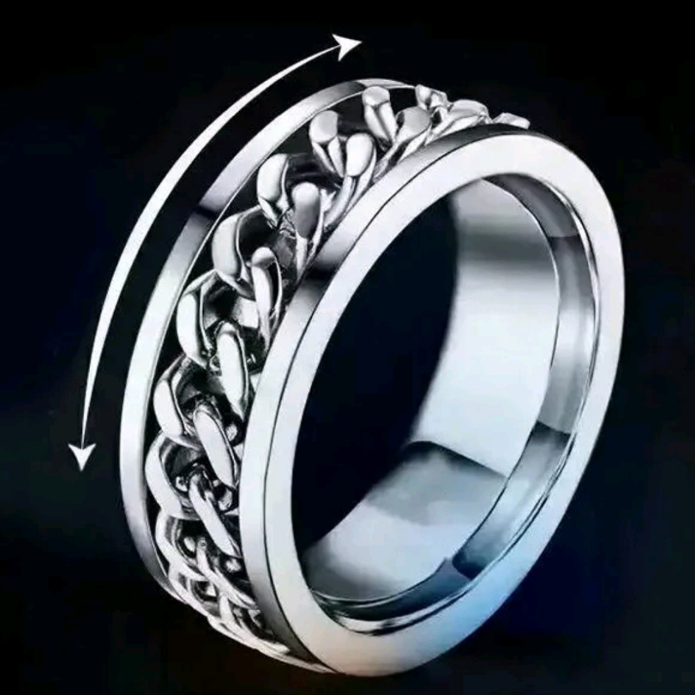 Stainless steel ring with chain size 10